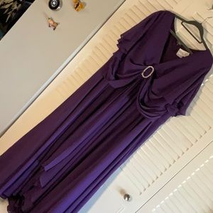 Formal Dress with Flutter sleeve, Purple p, Full Lenght
